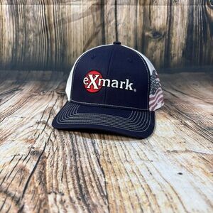 New eXmark Hat Snap Back Trucker Red White Blue American Flag Men Mowing